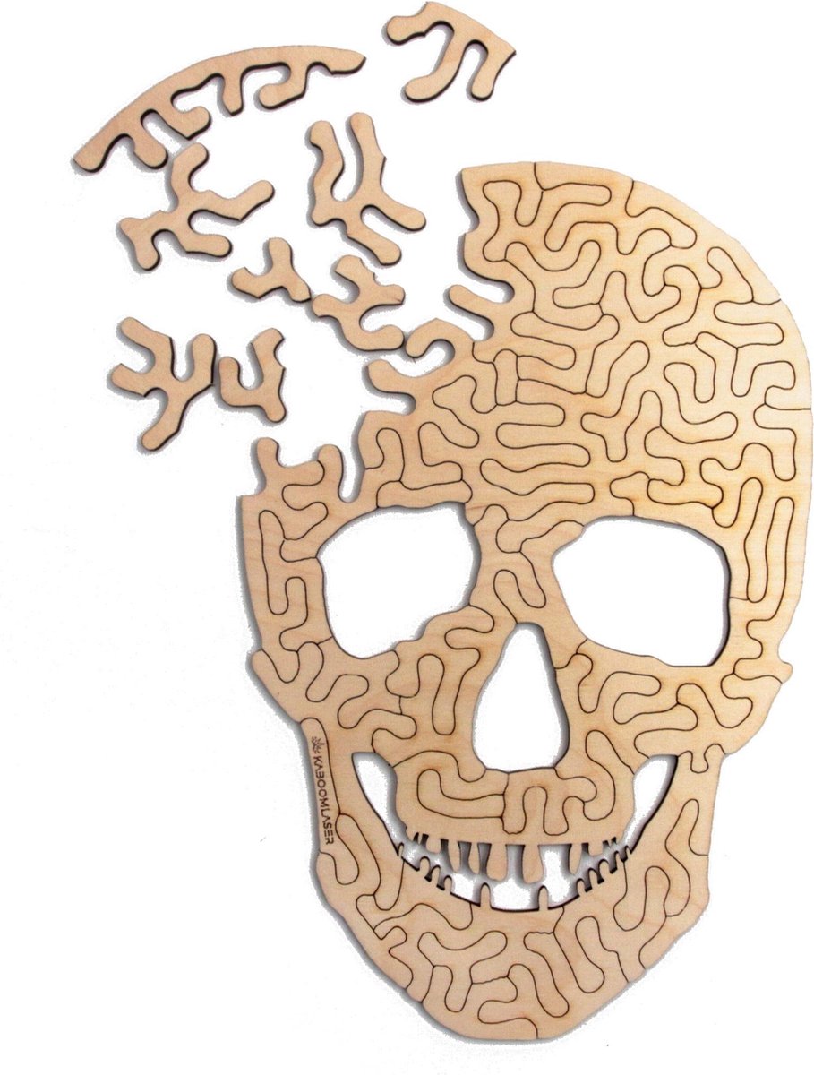 Skull houten legpuzzel voor volwassenen | Jigsaw | Gemaakt in Nederland | Pure wood puzzles by Kaboomlaser